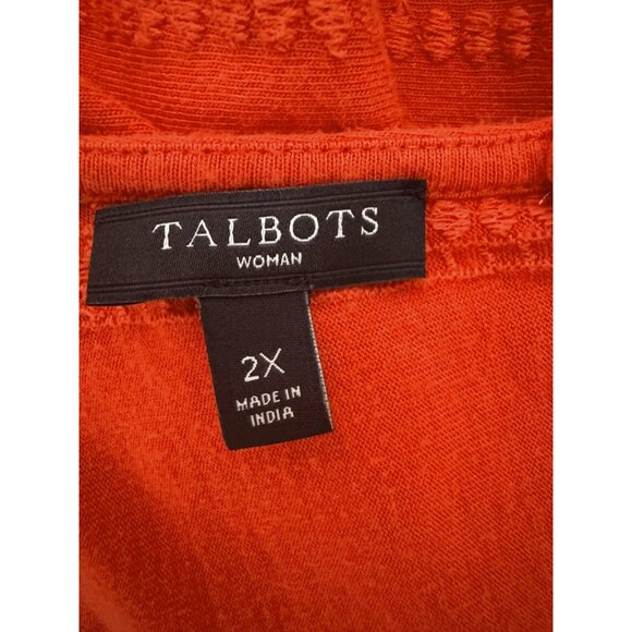 Talbots Bright Coral Cotton-Blend Textured Midi Dress Size 2X 18 20 Plus Size - Picture 6 of 7